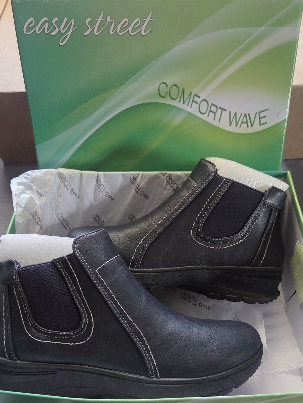 Easy Street Comfort Wave Ankle Boots, Size:7